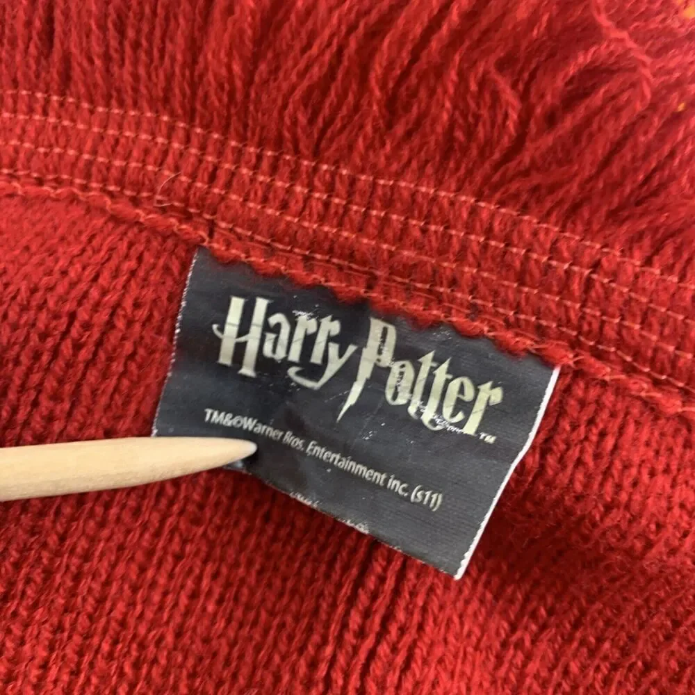 BOGO Harry Potter Gryffindor Striped Scarf Knit Fringe Patch One Size Red Yellow